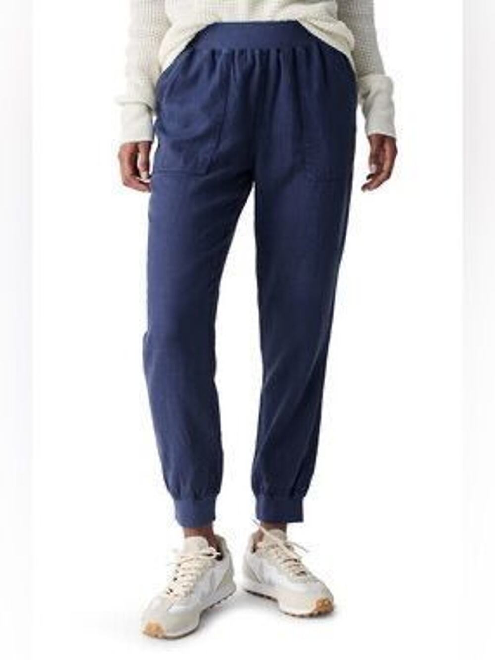 Faherty Arlie Day Navy Linen Tencel Jogger Pants Size L
